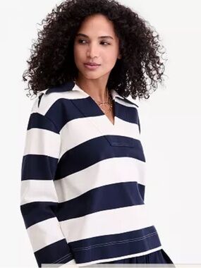 NWT On 34th Macy’s Women's Striped Knit Sailor Collar Top 100% Cotton XXL